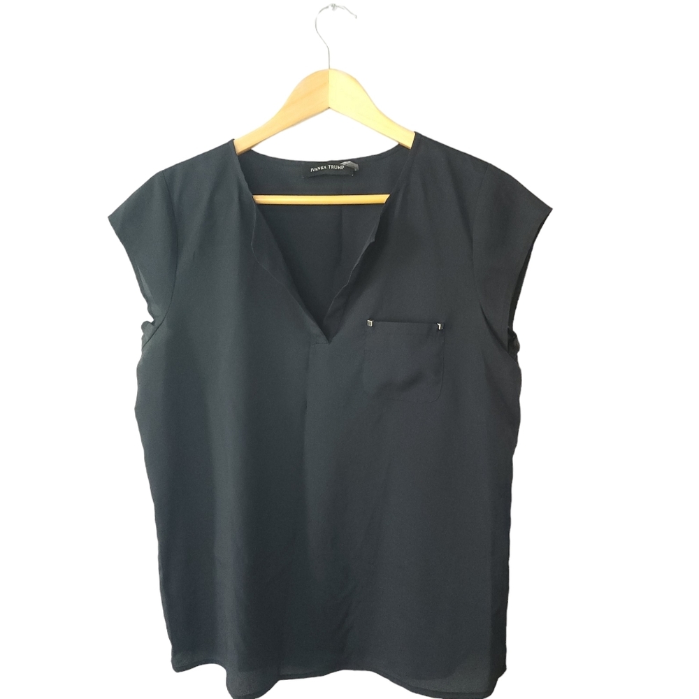 IVANKA TRUMP navy blue blouse